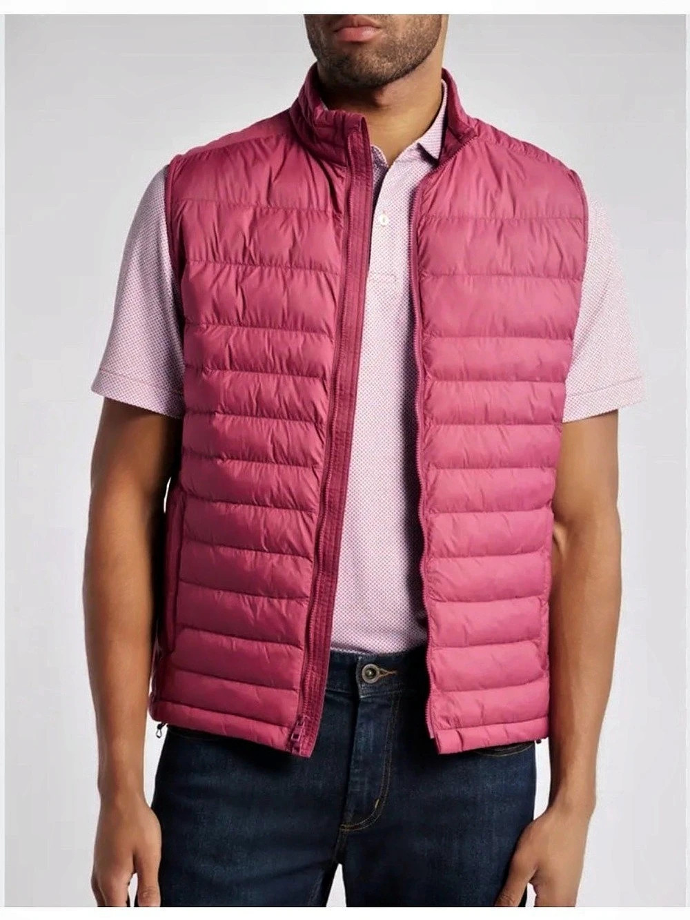 Peter Millar Men’s All Course Quilted Vest in Pomegranate - size Medium